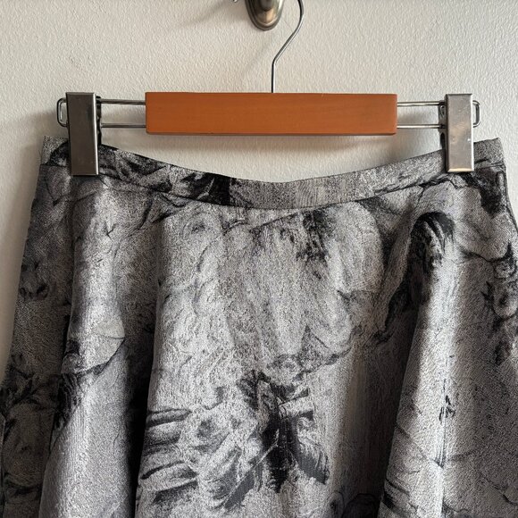 Sz2 Ted Baker London CAJU Silver Floral Circle Midi Skirt - Picture 4 of 16